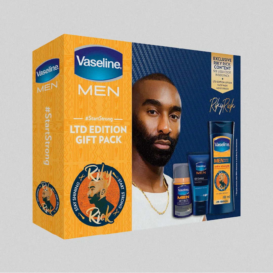 Vaseline Men LTD EDITION gift pack with Riky Rick branding