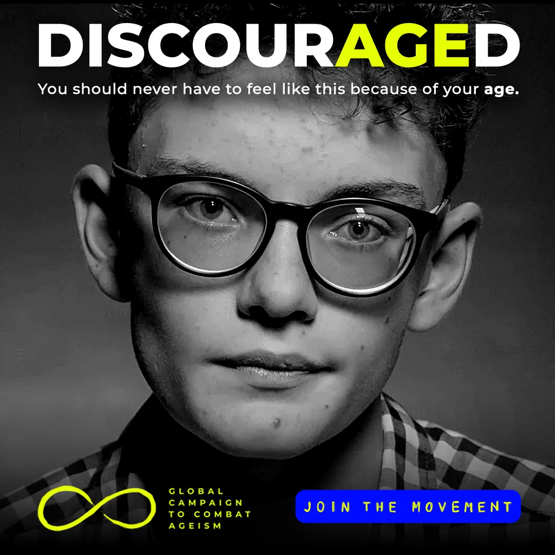 DISCOURAGED ageism campaign poster