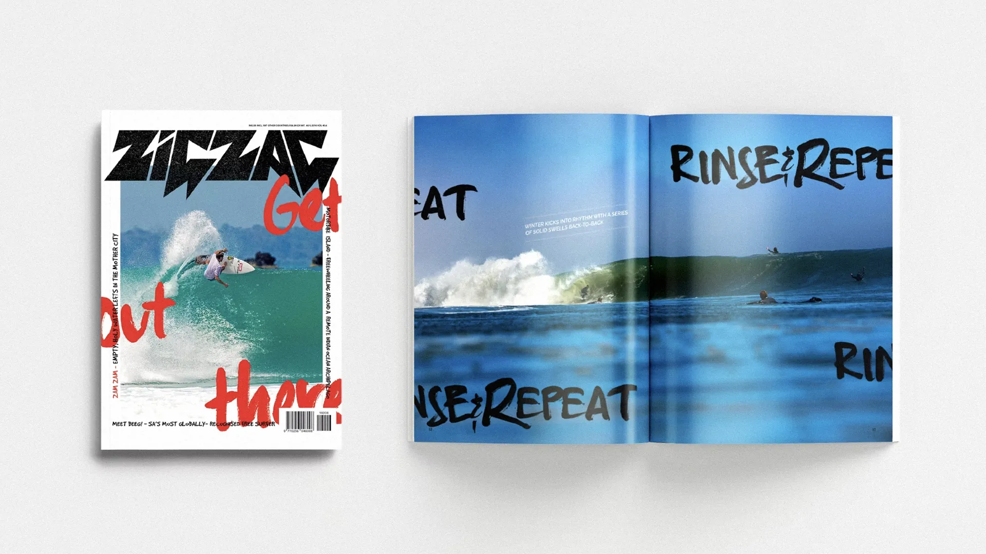 Zigzag â€œGet Out Thereâ€ cover and â€œRinse & Repeatâ€ spread