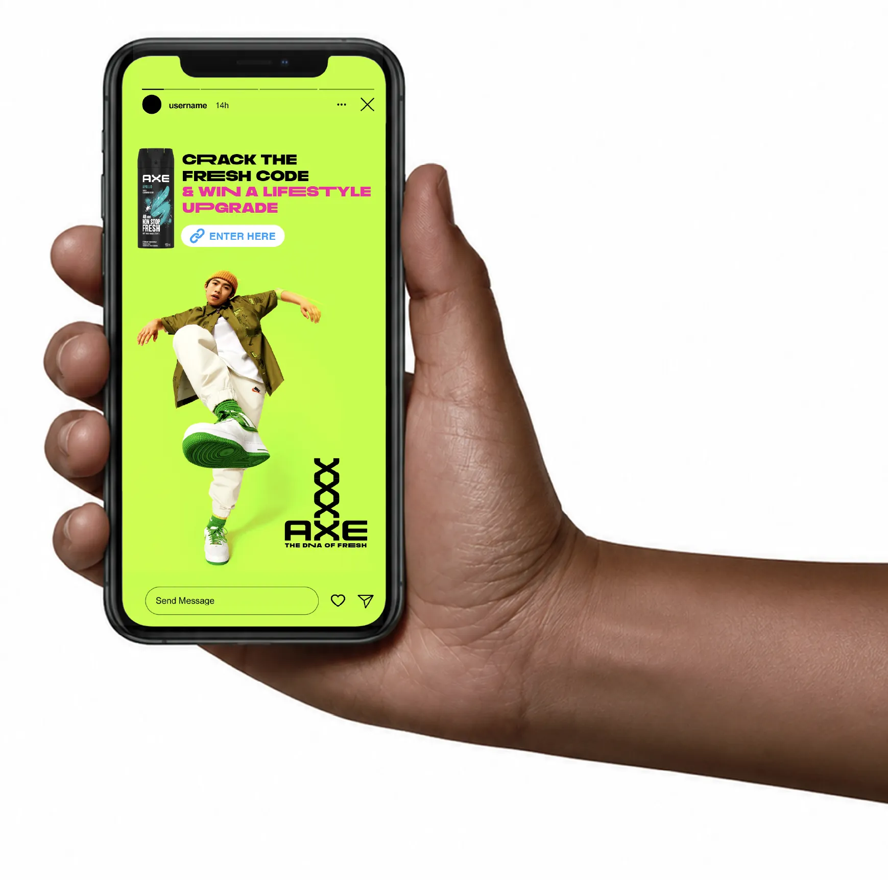 AXE social mockup — Crack the Fresh Code